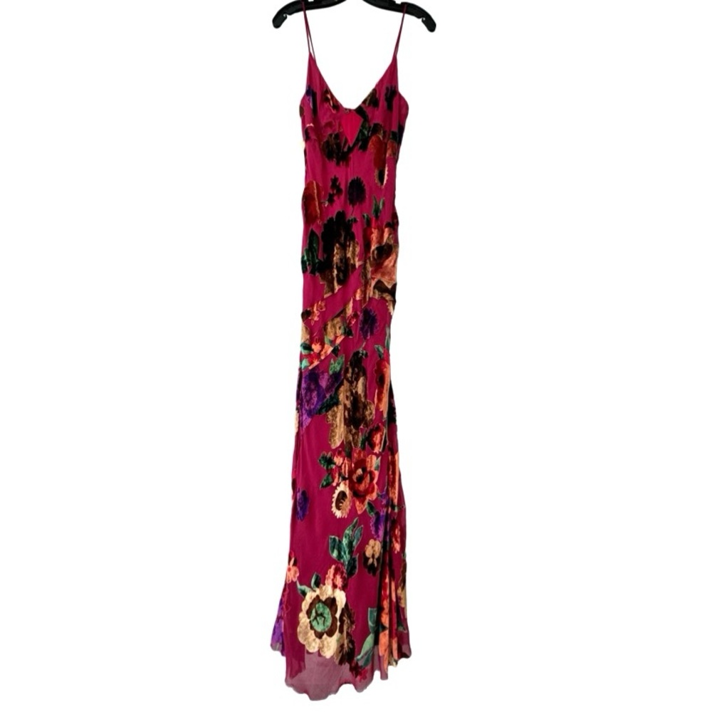 ETRO Floral Print Silk Velvet Devore Maxi Dress IT 44